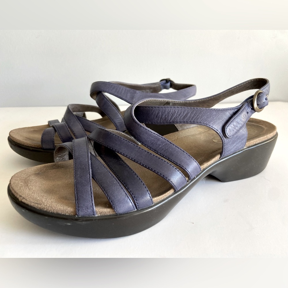 Dansko Sandals Navy Leather open toe slingback